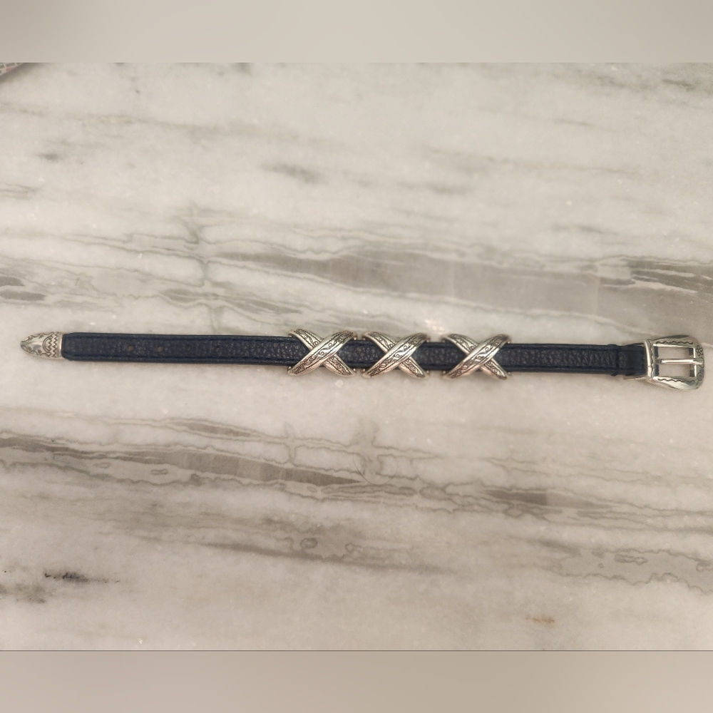 Brighton 3/8 Kriss Kross Bandit Bracelet,  Blue With Silver Accents